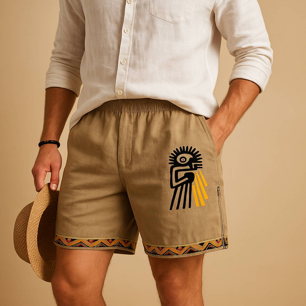 Men’s printed summer shorts with relaxed fit, breathable fabric, and adjustable waist, available in multiple prints and colors, perfect for hot days.