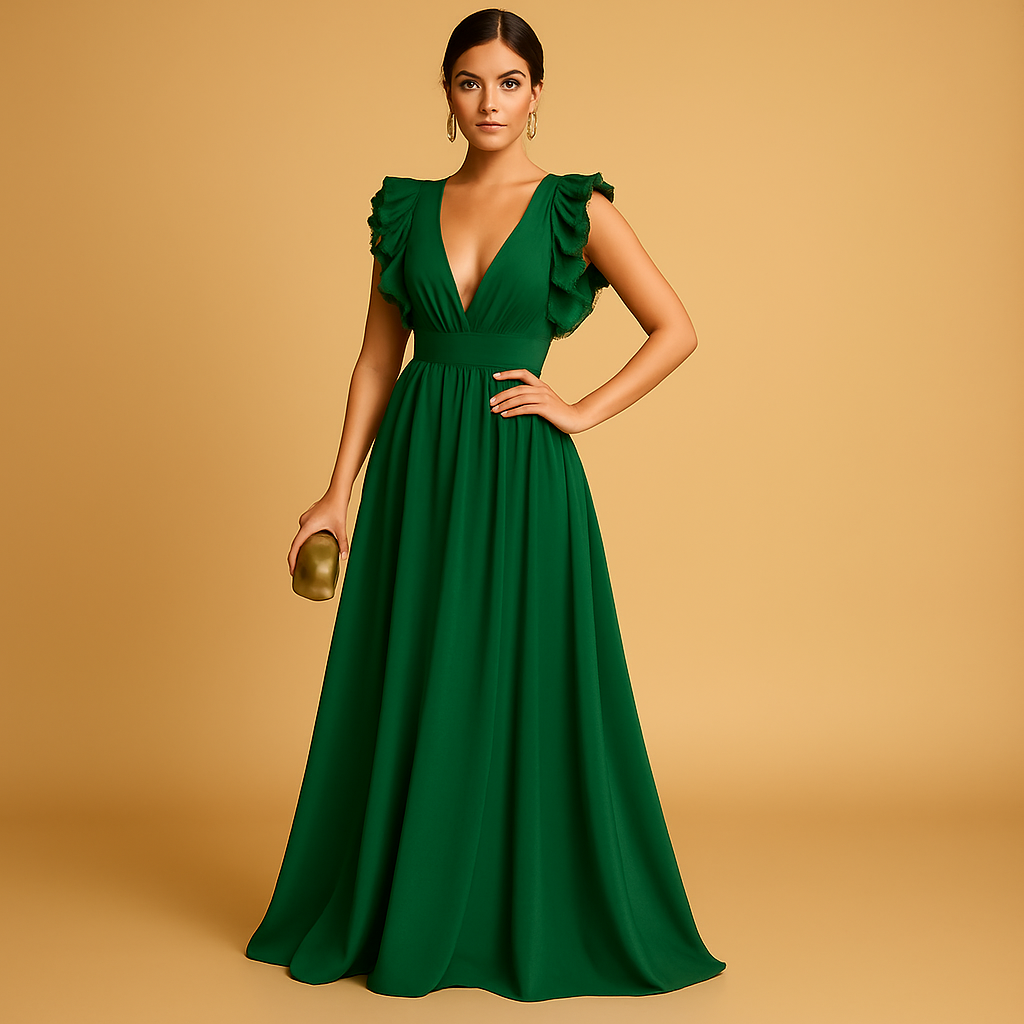 Ruffled long sleeve dress for women with elegant detailing and flattering fit, perfect for work, parties, and everyday outfits.