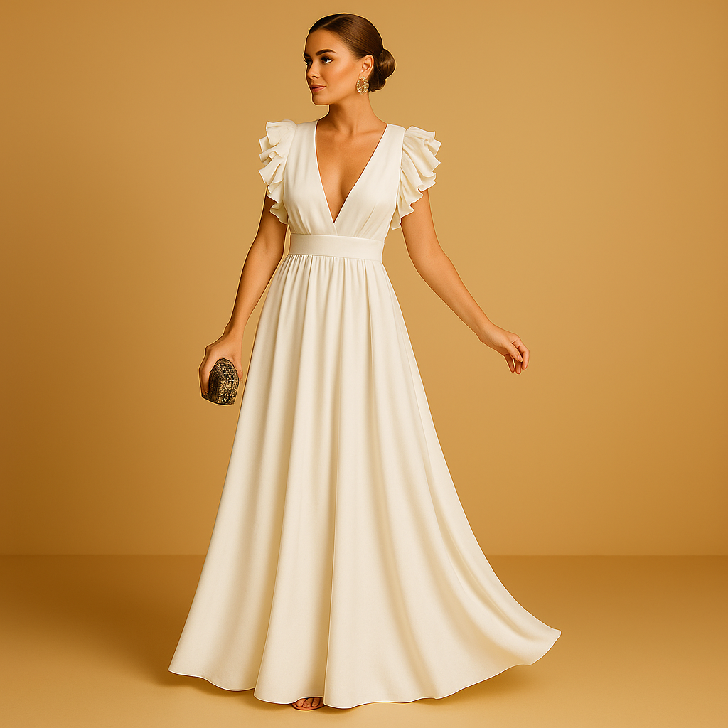 Ruffled long sleeve dress for women with elegant detailing and flattering fit, perfect for work, parties, and everyday outfits.