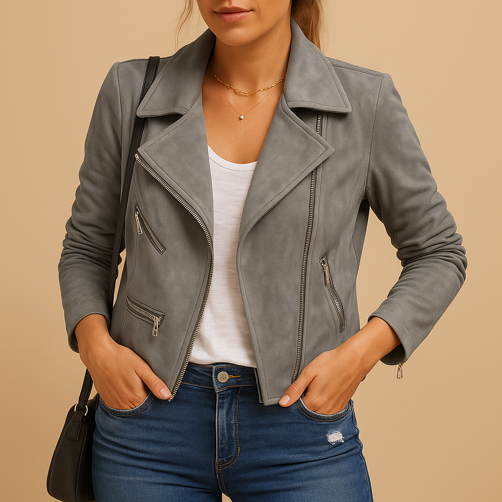 Women’s short summer jacket with breathable fabric, modern tailored fit, and versatile design. Available in Auburn, Black, Dark Grey, Grey, Green, and Khaki.