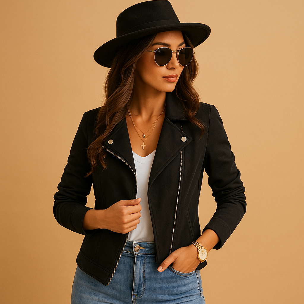 Women’s short summer jacket with breathable fabric, modern tailored fit, and versatile design. Available in Auburn, Black, Dark Grey, Grey, Green, and Khaki.
