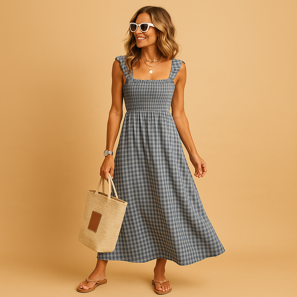Sleeveless long summer dress for women with flowy fit and breathable fabric, perfect for casual days, parties, and warm weather outings.