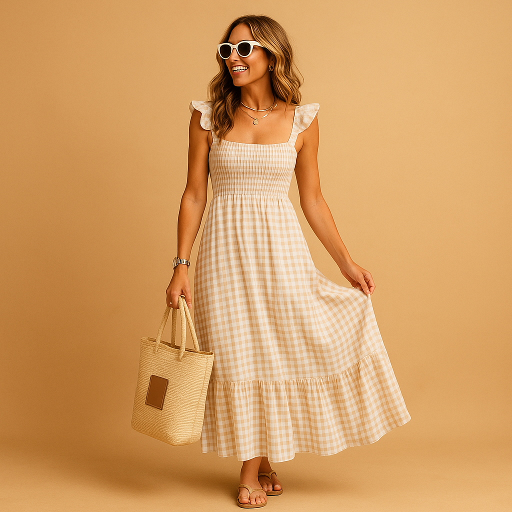 Sleeveless long summer dress for women with flowy fit and breathable fabric, perfect for casual days, parties, and warm weather outings.