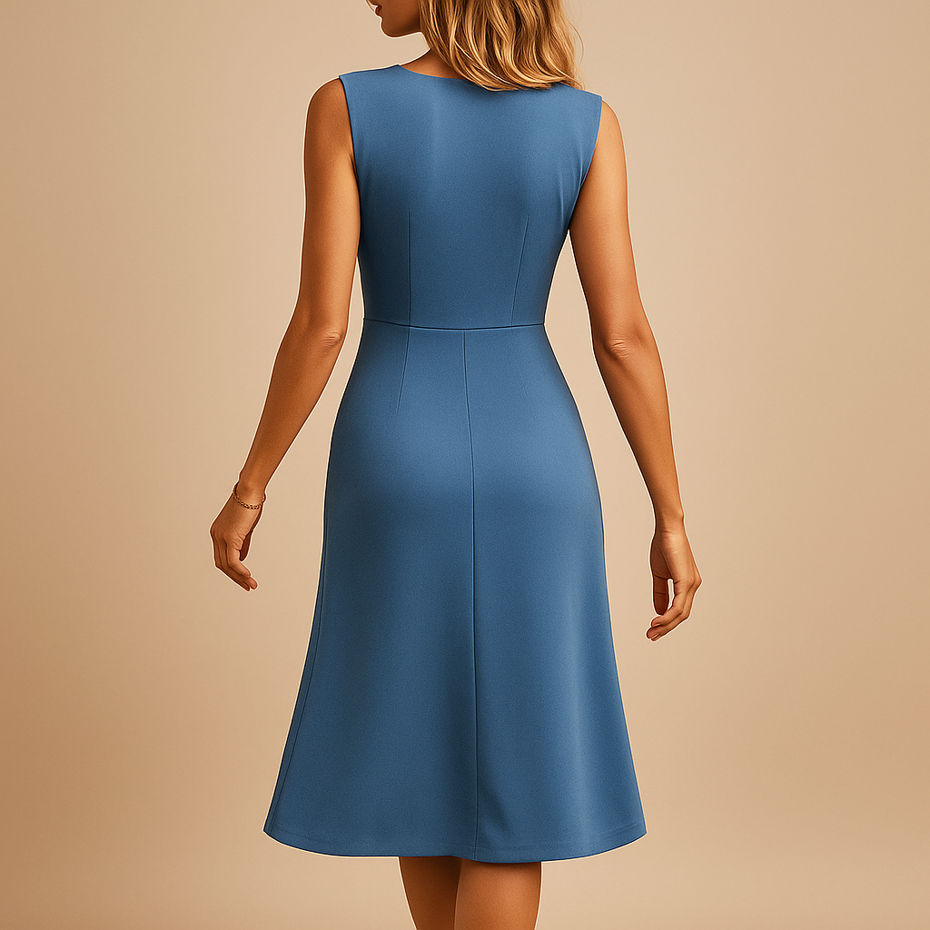 Women’s sleeveless summer dress with a knee-length fit made from breathable, lightweight fabric, ideal for warm days, parties, and vacations.