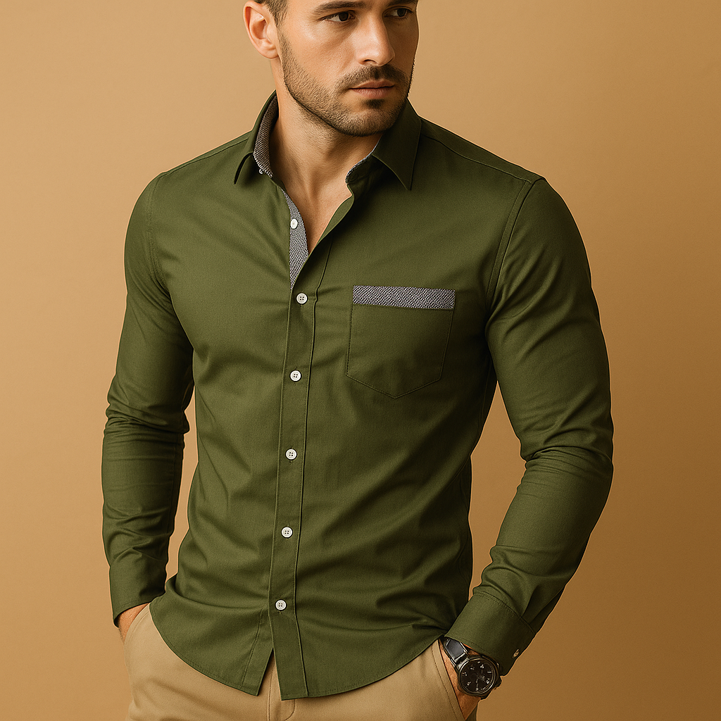 Men’s slim fit casual shirt with breathable fabric, classic collar, and modern tailored fit. Perfect for business, casual, and evening wear.