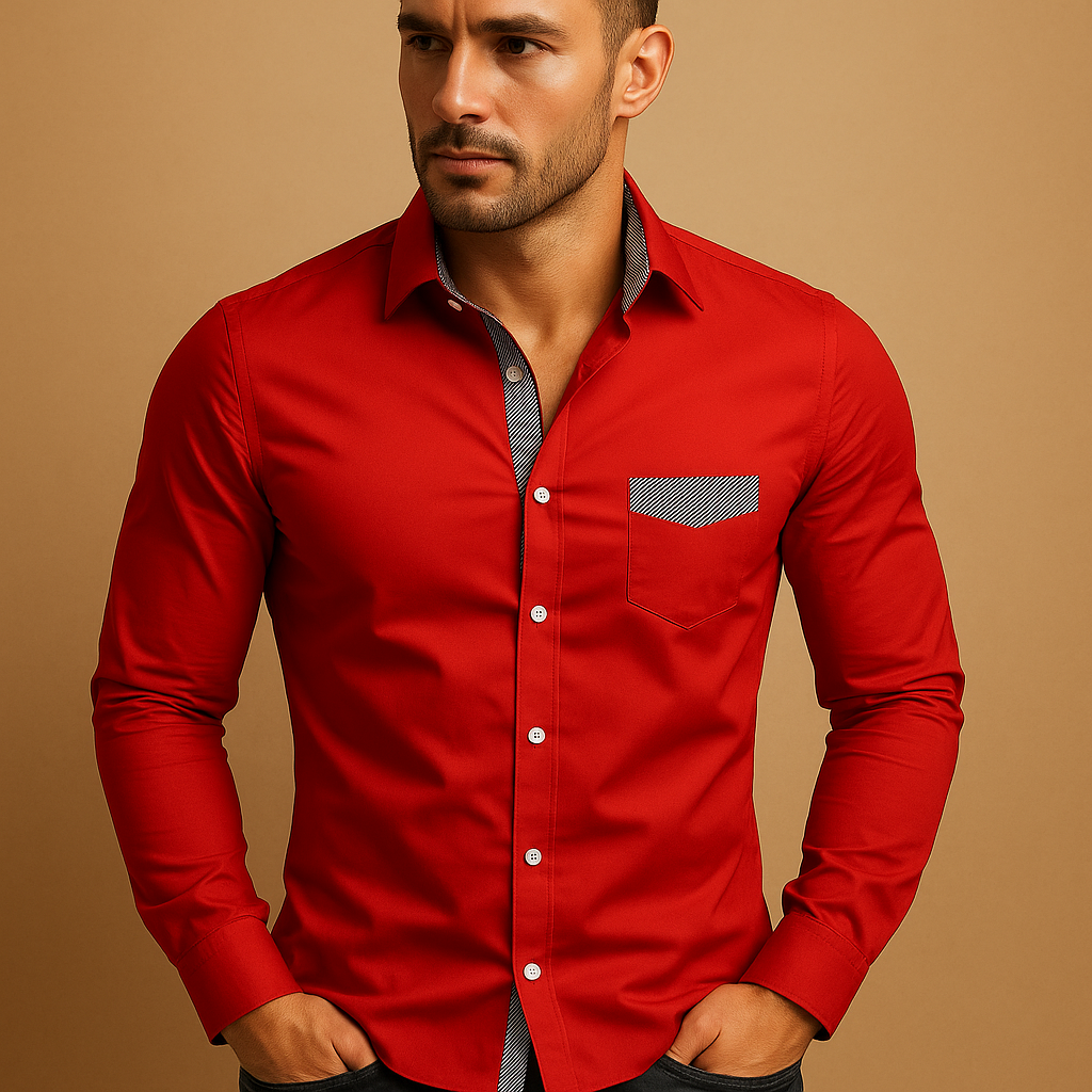 Men’s slim fit dress shirt with breathable fabric, classic collar, and modern tailored design. Perfect for business, casual, and evening wear.