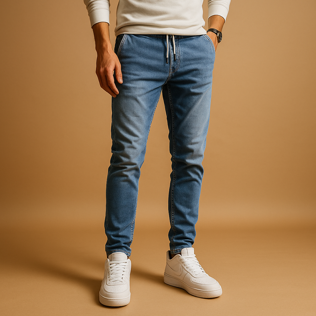 Men’s slim fit jeans made from premium stretch denim with modern wash and classic details, perfect for casual and smart-casual outfits.