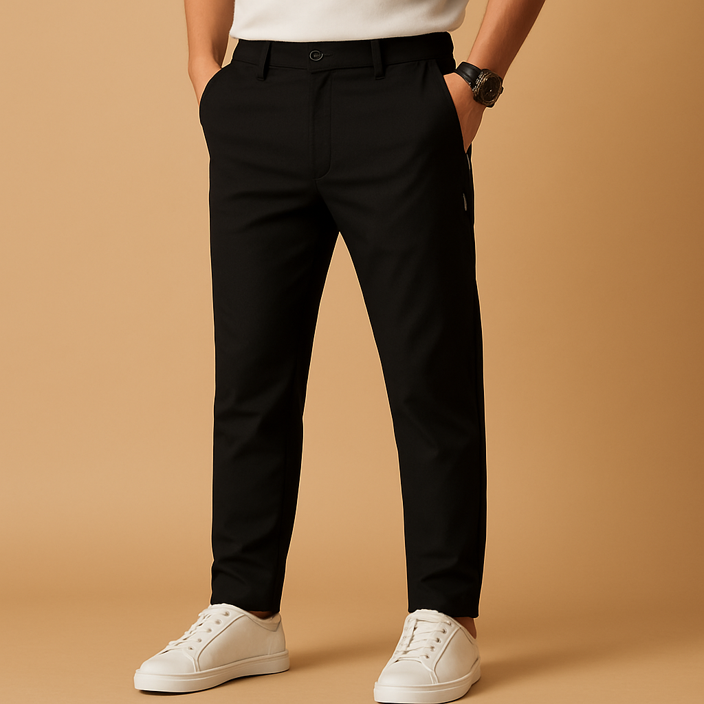 Men’s slim fit sport pants with breathable, quick-drying material and subtle stitching, ideal for workouts, travel, or casual wear.