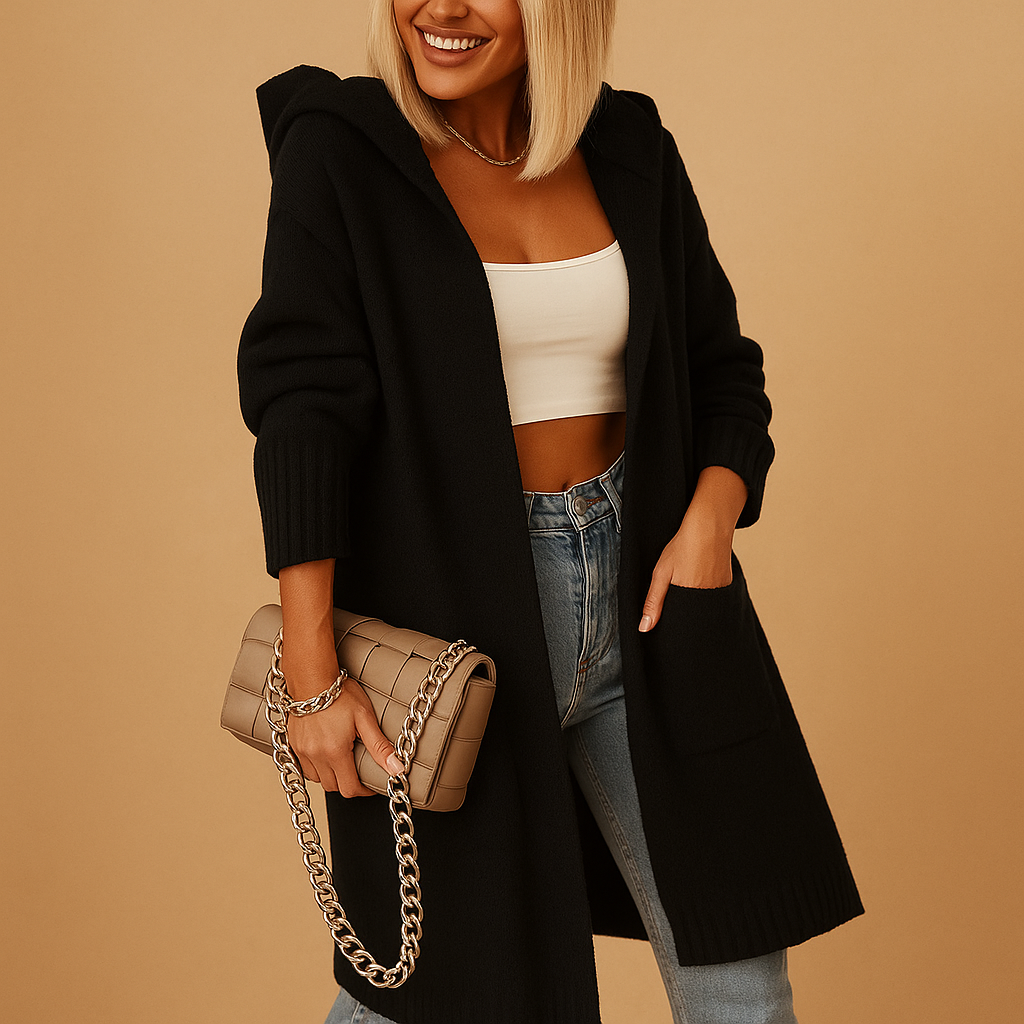 Streetwear jacket with hood for women in black and khaki, light relaxed fit with zipper closure and casual urban design.