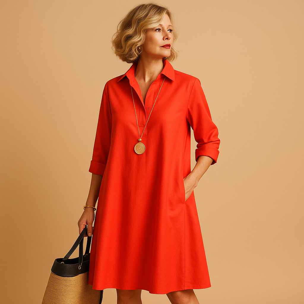 Stretch polo dress with collar for women in a flattering fit and breathable fabric, perfect for work, casual wear, and smart-casual occasions.