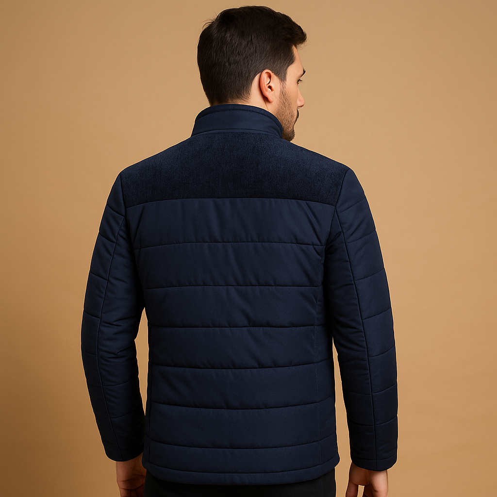 Men’s stylish fleece jacket with soft lining, high collar, and zip pockets, perfect for daily wear and outdoor activities.