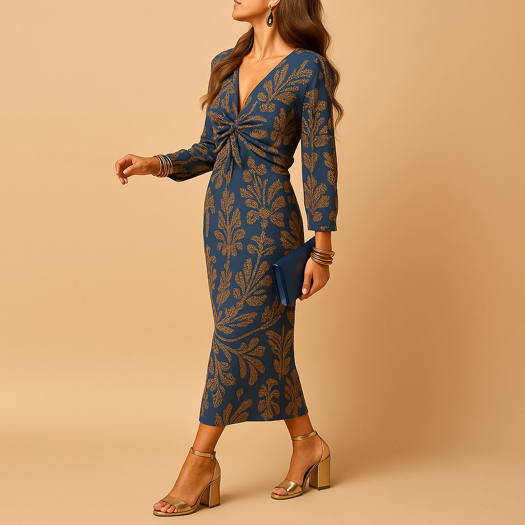 Sustainable cotton A-line dress for women in neutral tones, featuring a flattering fit and minimalist design — perfect for casual, office, or formal wear.