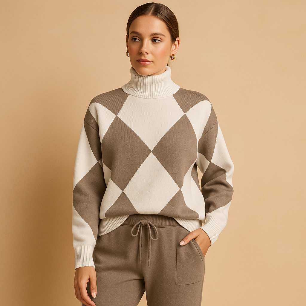 Women’s sweater and jogger set with breathable fit and minimalist design, perfect for lounging at home or casual outdoor wear.