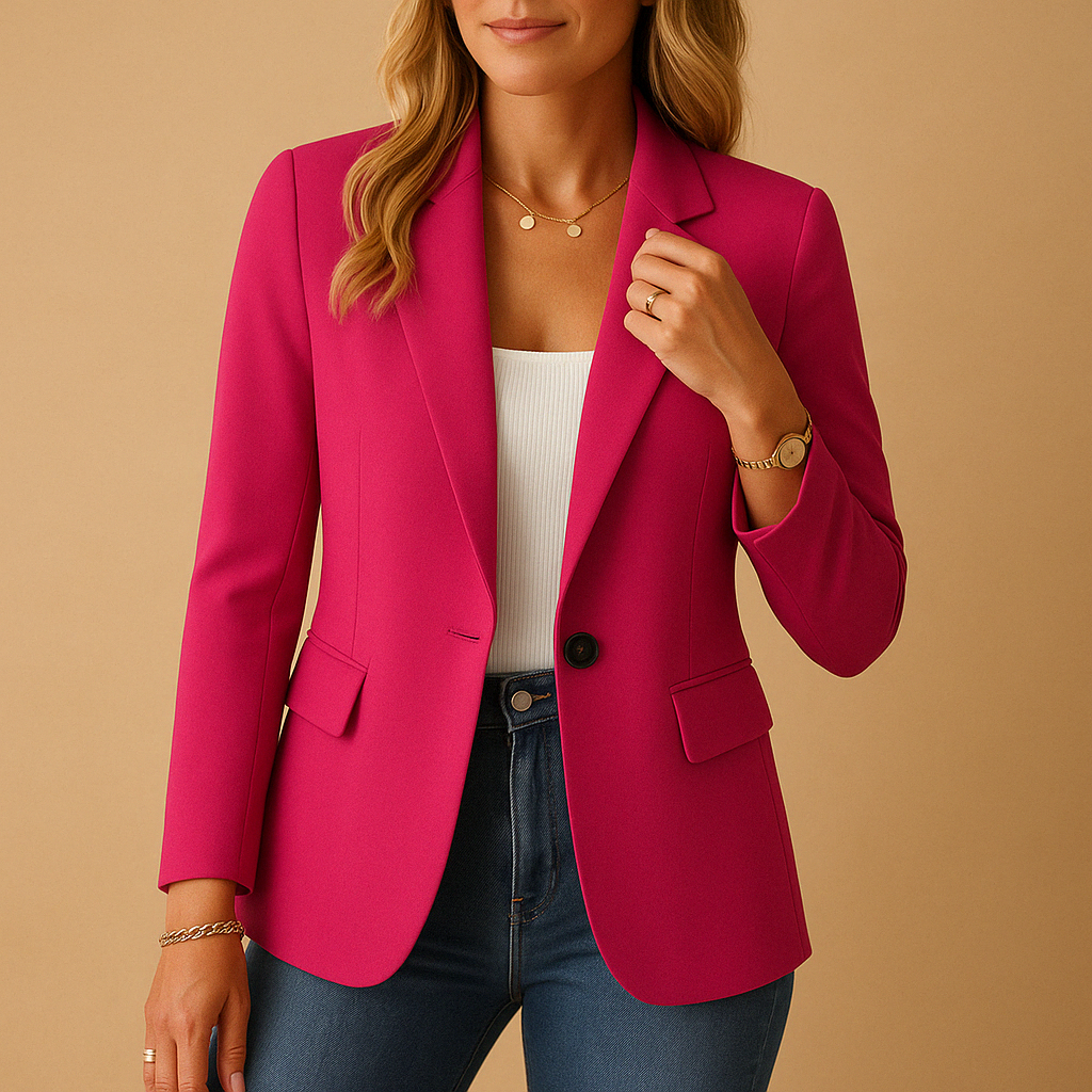 Women’s tailored blazer with a feminine cut in neutral colours, perfect for work, formal events, or casual outfits.