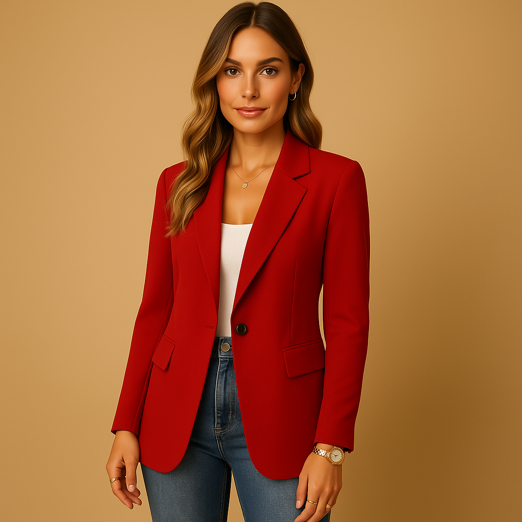 Women’s tailored blazer with a feminine cut in neutral colours, perfect for work, formal events, or casual outfits.