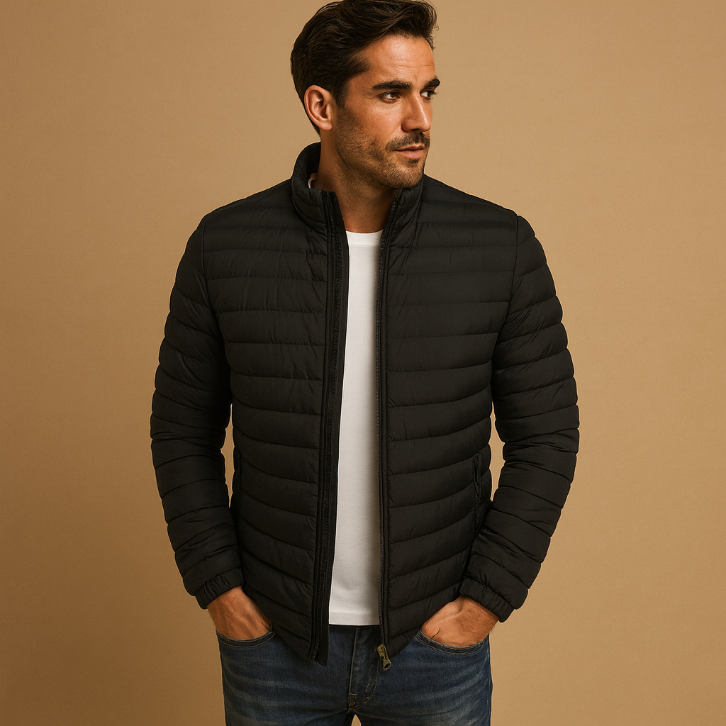 Men’s trendy quilted summer jacket with lightweight design, ideal for spring and summer casual outfits and weekend wear.