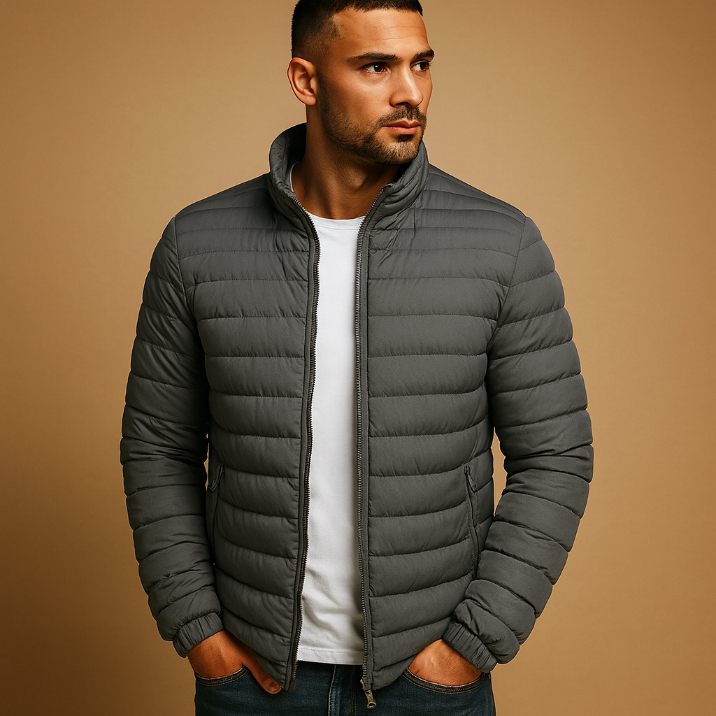 Men’s trendy quilted summer jacket with lightweight design, ideal for spring and summer casual outfits and weekend wear.