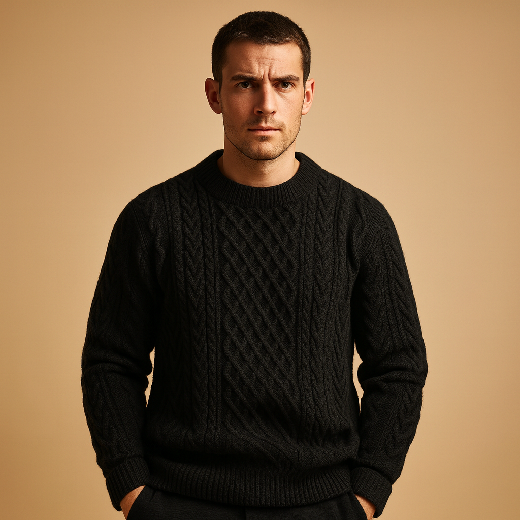 Men’s turtleneck knitted jumper with soft fabric and classic fit, perfect for autumn and winter comfort and style.