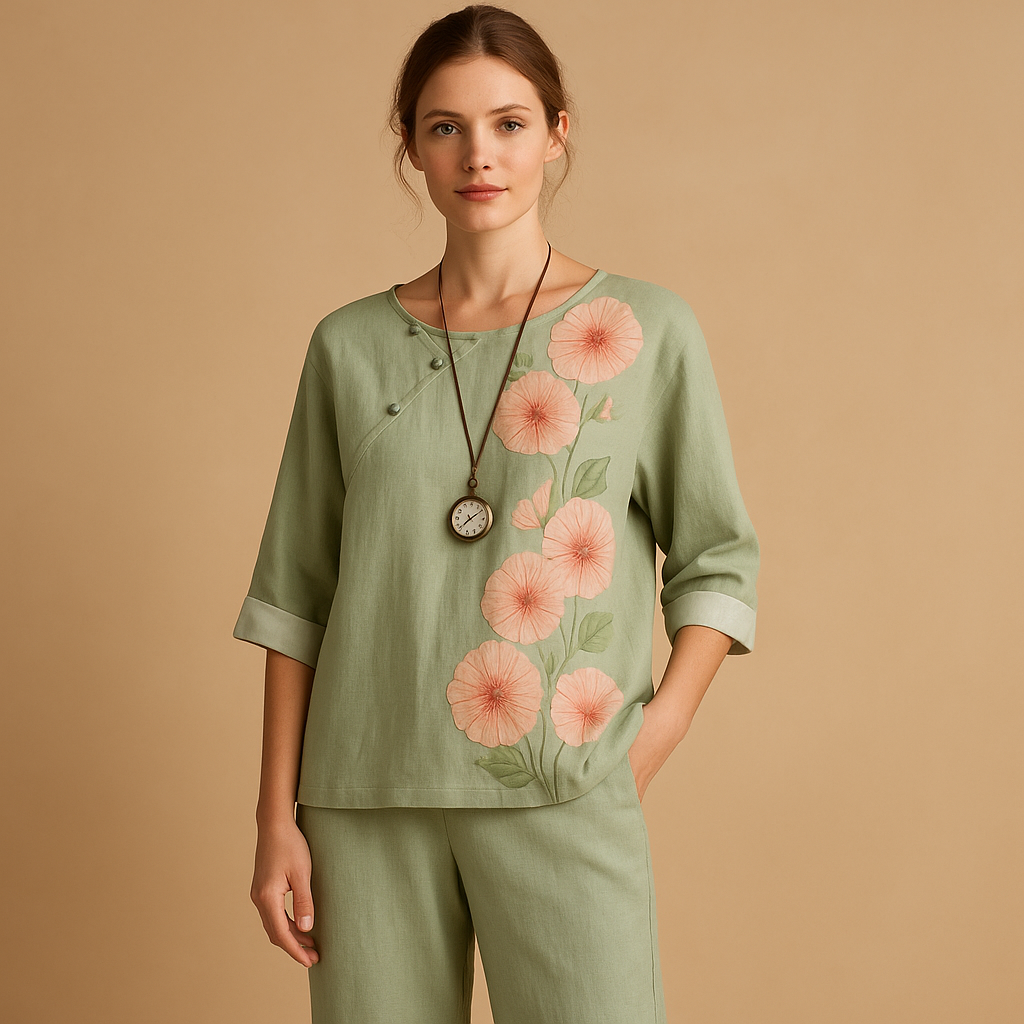 Women’s two-piece casual set with a loose fit and timeless design, perfect for spring, summer, and relaxed casual wear.