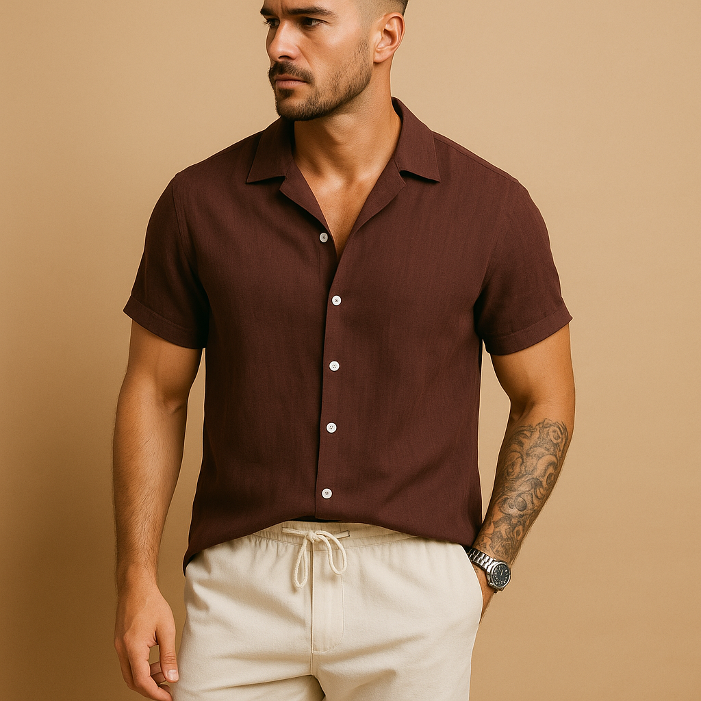 Lightweight two piece men’s summer outfit with timeless design, breathable fabric, and multiple colour options. Perfect for holidays and semi-formal wear.