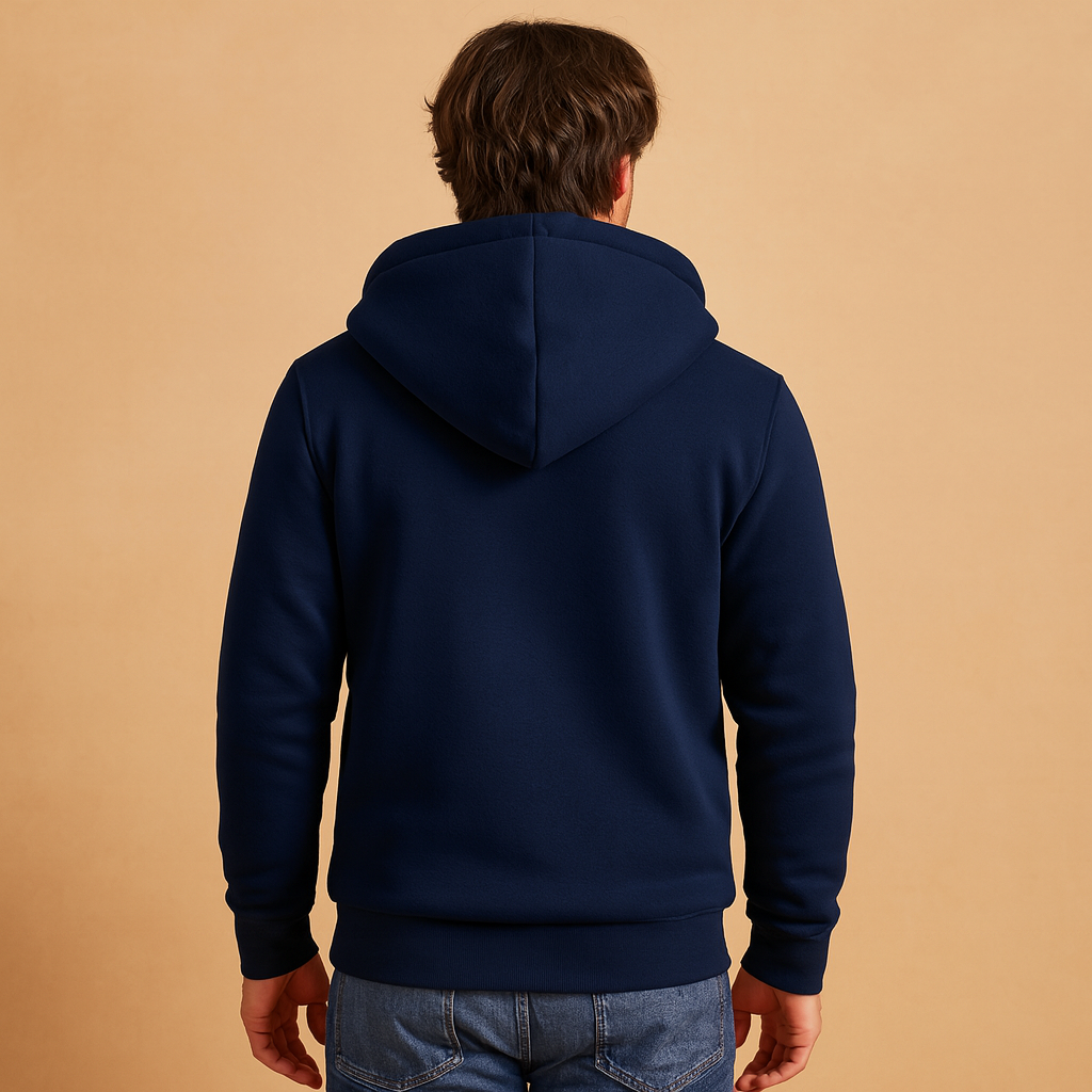 Men’s warm fleece sweater with luxurious inner lining, perfect for autumn and winter casual or semi-formal outfits.