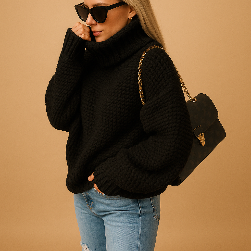 Warm knitted pullover sweater for women with relaxed fit and breathable fabric, available in White, Khaki, Black, Green, ideal for winter layering and everyday outfits.