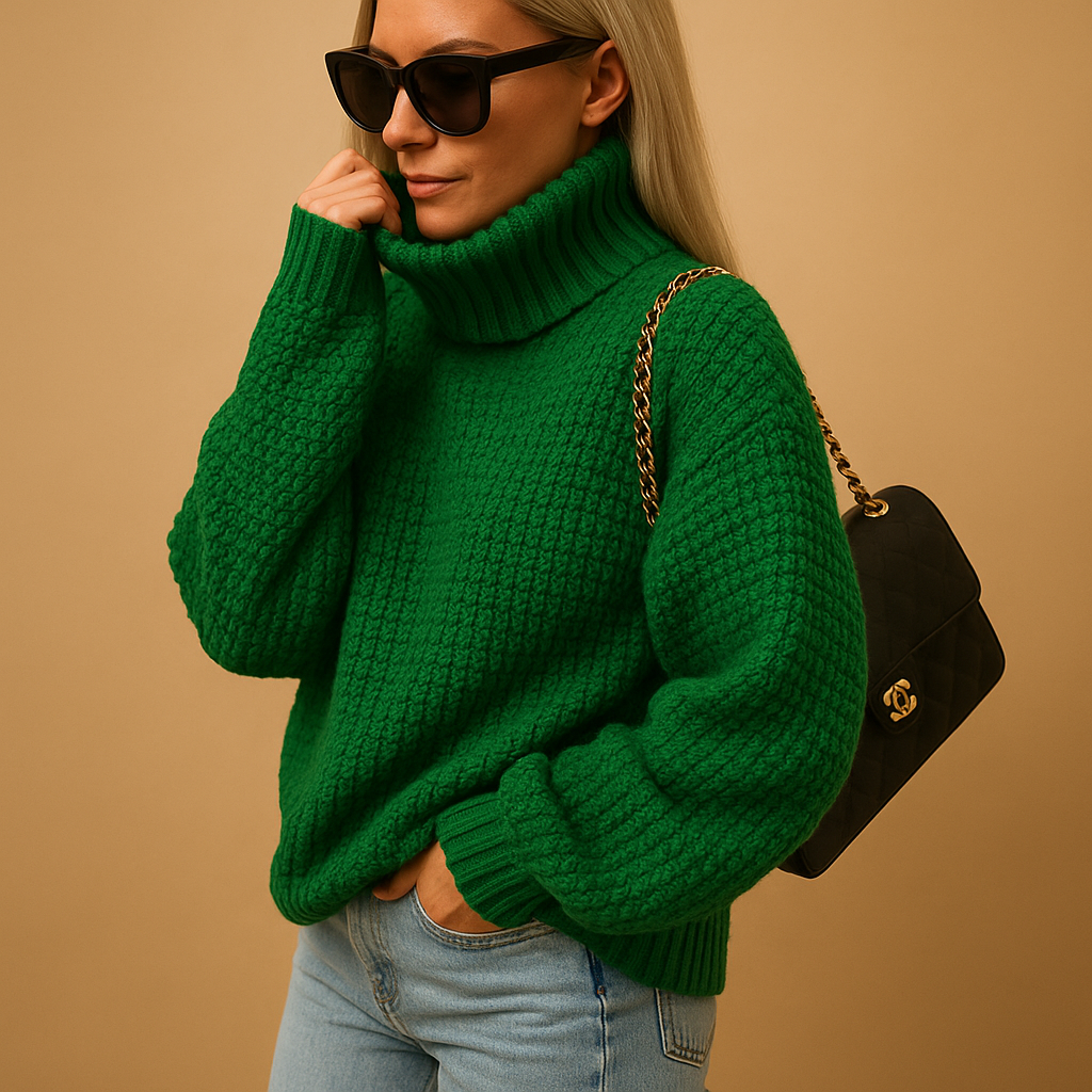 Warm knitted pullover sweater for women with relaxed fit and breathable fabric, available in White, Khaki, Black, Green, ideal for winter layering and everyday outfits.