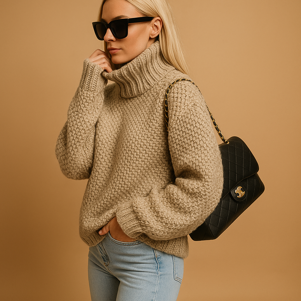 Warm knitted pullover sweater for women with relaxed fit and breathable fabric, available in White, Khaki, Black, Green, ideal for winter layering and everyday outfits.