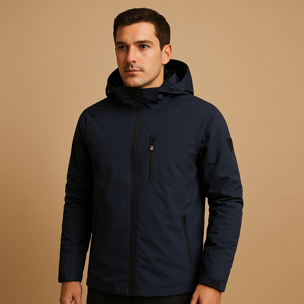 Men’s waterproof breathable windbreaker with lightweight design and zip pockets. Perfect for outdoor activities, sports, and everyday wear.