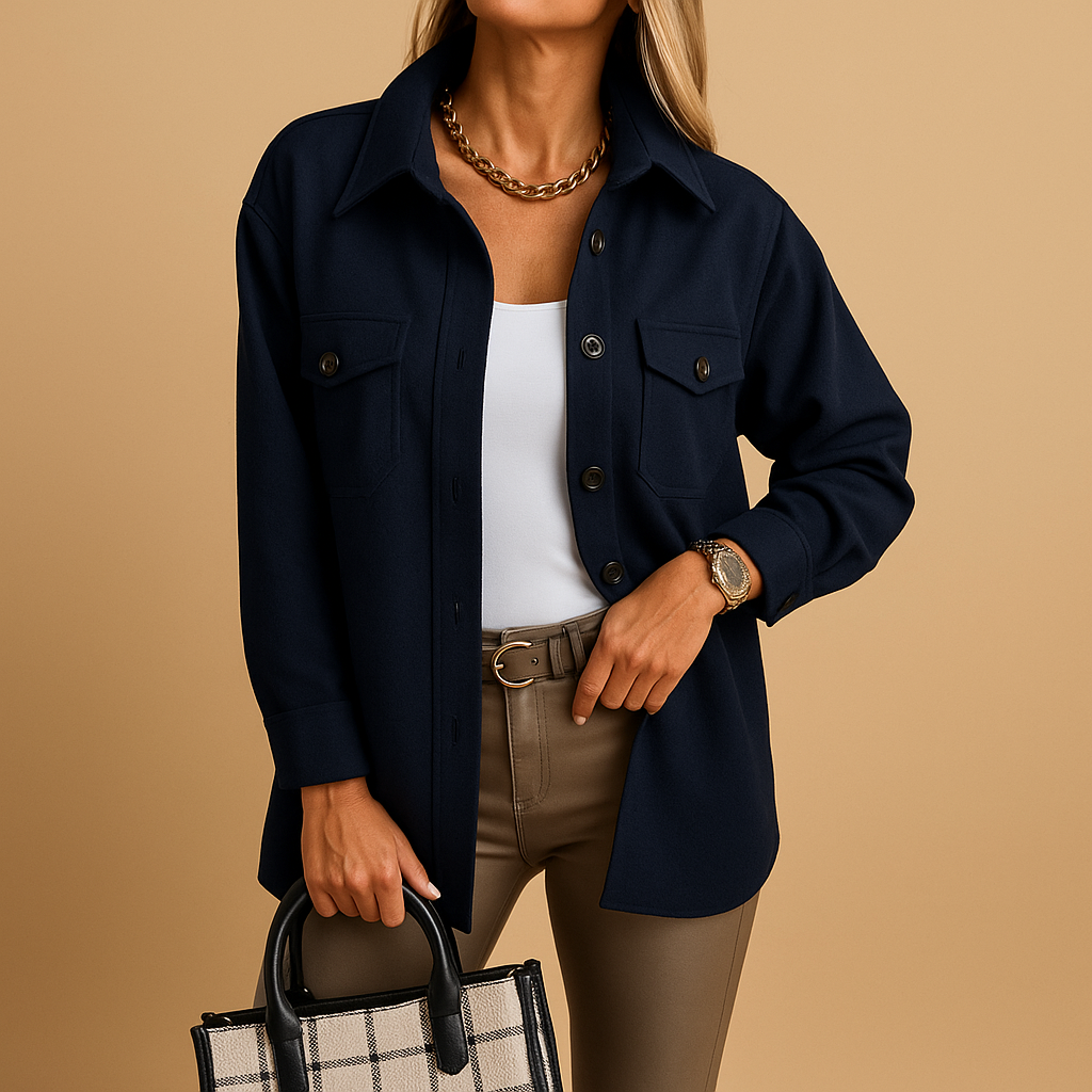 Women’s waterproof windproof jacket with button closure, folded collar, and pockets. Available in White, Beige, Brown, Khaki, Black, Dark Blue, Blue, and Yellow.