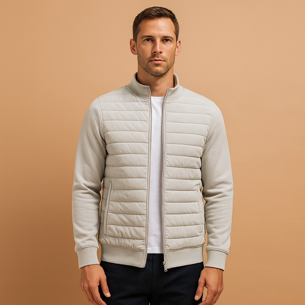 Men’s winter coat with high collar and elastic cuffs, wind-resistant and stylish. Ideal for casual wear, work, and outdoor use on cool days.