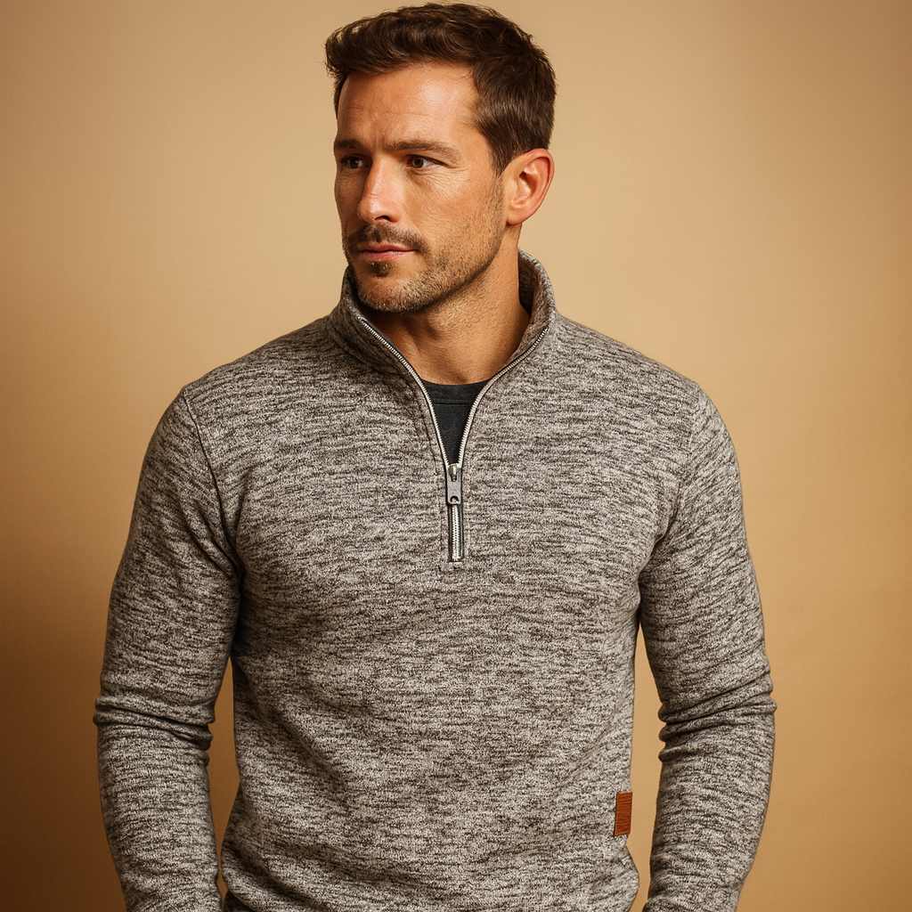 Men’s zipped sweater with modern design, soft and comfortable for spring, autumn, and winter, perfect for casual and semi-formal wear.