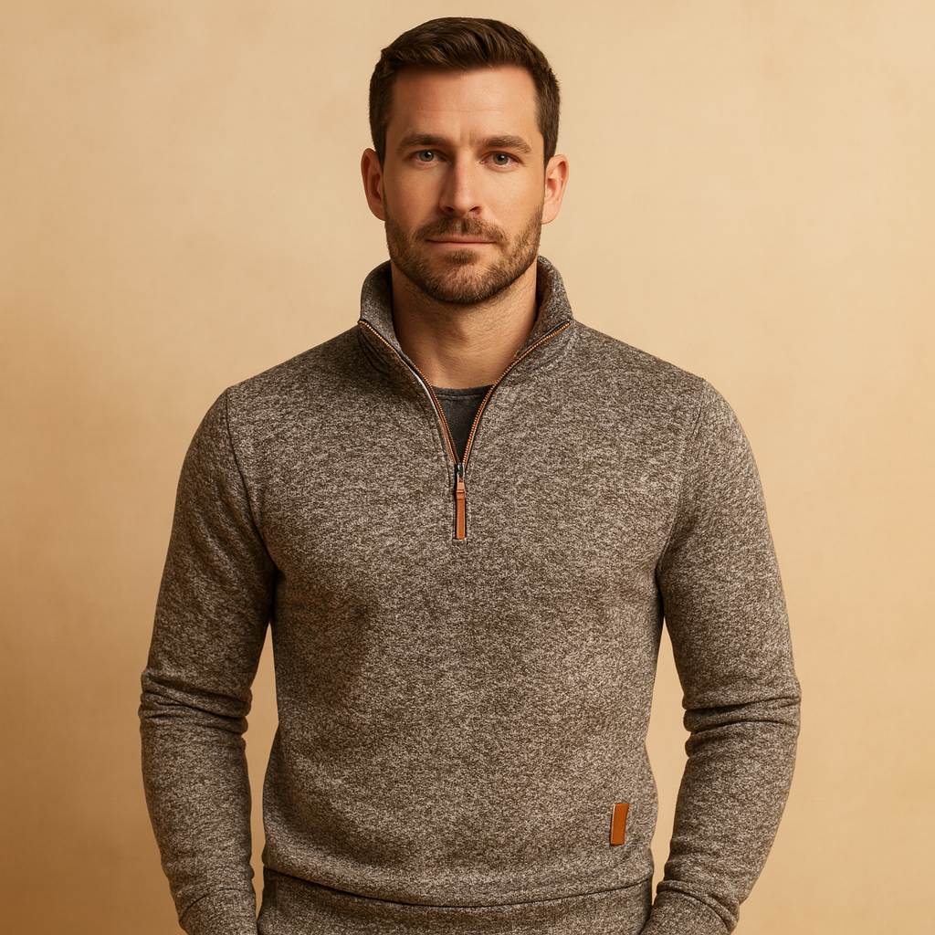 Men’s zipped sweater with modern design, soft and comfortable for spring, autumn, and winter, perfect for casual and semi-formal wear.
