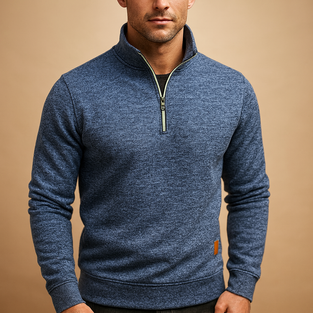 Men’s zipped sweater with modern design, soft and comfortable for spring, autumn, and winter, perfect for casual and semi-formal wear.